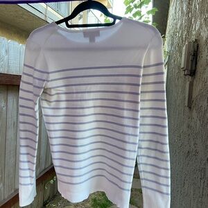 Striped White and Purple Women's Sweater